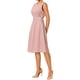 thumbnail image 4 of Vestido sin mangas con cremallera y cinturón de INSPIRE CHIC para mujeres, vestido midi ajustado y acampanado para el trabajo 2XL Rosa, 4 of 6