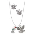 thumbnail image 1 of Delight Jewelry Silvertone 2-D Christmas Dog with Red Hat Silver tone Guardian Angel Charm Necklace and Stud Earrings, 1 of 4