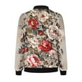 thumbnail image 5 of Ftwytp Women's Jackets Baseball Coat Lightweight Bomber Jacket Long Sleeve Zip Up Flight Jackets Outdoor Windbreaker Coats Autumn Winter Casual Floral Print Outerwear, 5 of 5