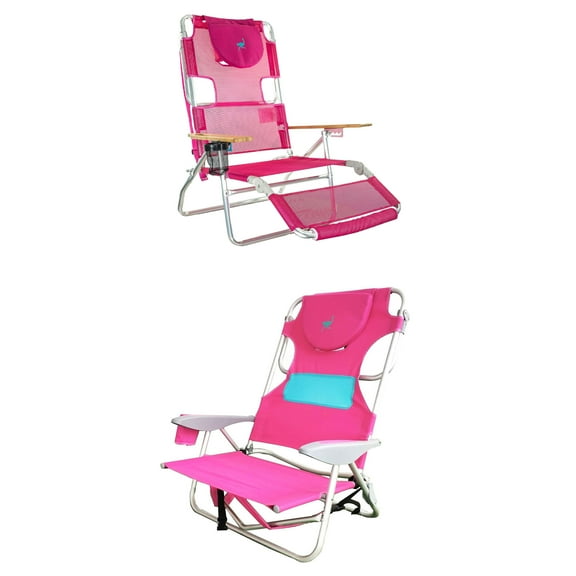 Ostrich 3-in-1 Reclining Chair & Ladies Comfort On-Your-Back Beach Chair