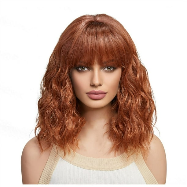 Pelucas Sintéticas y Rizadas de Ceniza Pelucas de Pelo para Mujeres Peluca Natural de Cosplay Diario-A