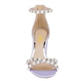 thumbnail image 3 of FSJ Women Graceful Chunky Block Heel Open Toe Pearl Ankle Strap Sandals Back Zipper Wedding Party Prom Dress Shoes Size 8 Purple, 3 of 3