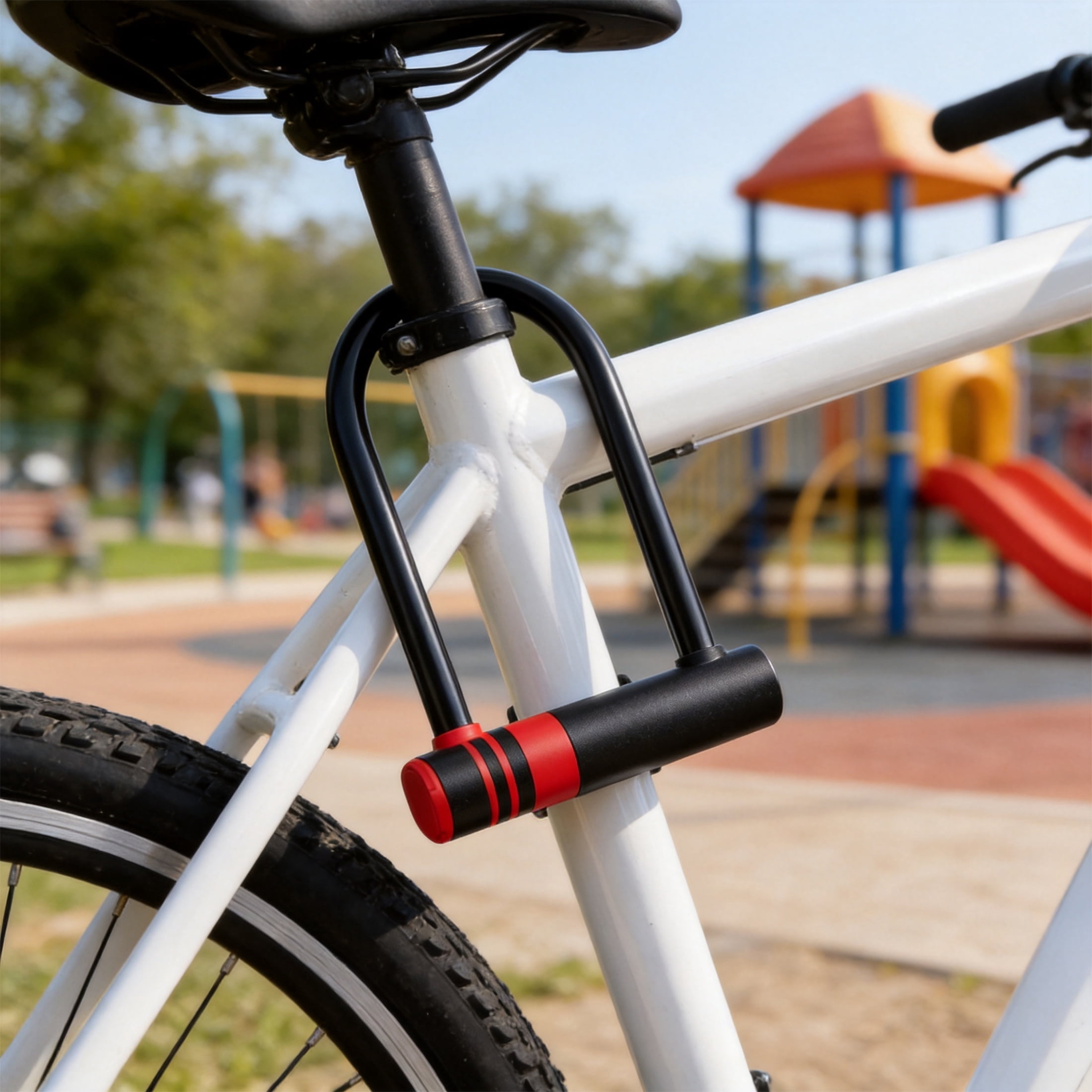 GARITIN Bike U‑Lock, Heavy‑Duty Steel Bicycle Lock with Mounting Bracket and 2 Keys, Anti‑Theft U‑Lock for Bikes
