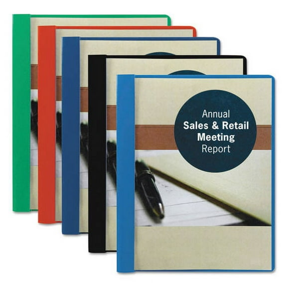 Smead Poly Report Cover, Tang Clip, Letter, 1/2" Capacity, Clear/Dark Blue, 25/Box (87455)