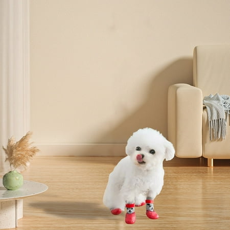 4pc Dog Cat Boots Shoes Socks with Adjustable Waterproof Breathable and Anti-Slip Sole Protect Paws