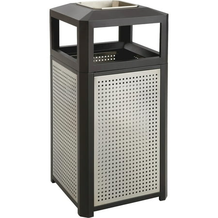 Black Ash Bin - Safco, SAF9935BL, Evos Steel Ash/38-gal Waste Receptacle, 1, Black,Gray