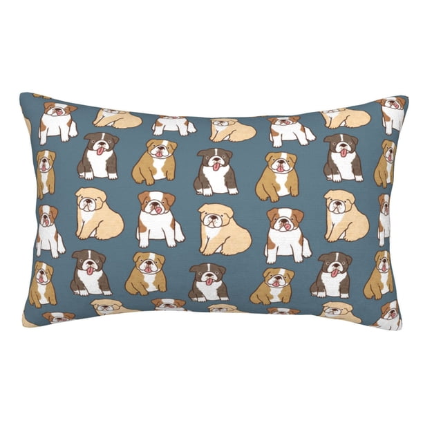 Balery Cartoon Bulldog 1 Funda de Cojín Estampada, Regalos para Mujeres, Regalos de Amor para Ella, Regalos para Novia o Esposa, Funda de Almohada-16"x24"