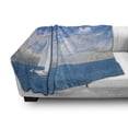 thumbnail image 3 of Ocean Soft Flannel Fleece Blanket, Modern Sail Boat on Sea Horizon Cloudy Sky Summer Sports Hobbies Photo Image, Cozy Plush for Indoor and Outdoor Use, 60" x 80", Sky Blue and White, by Ambesonne, 3 of 6