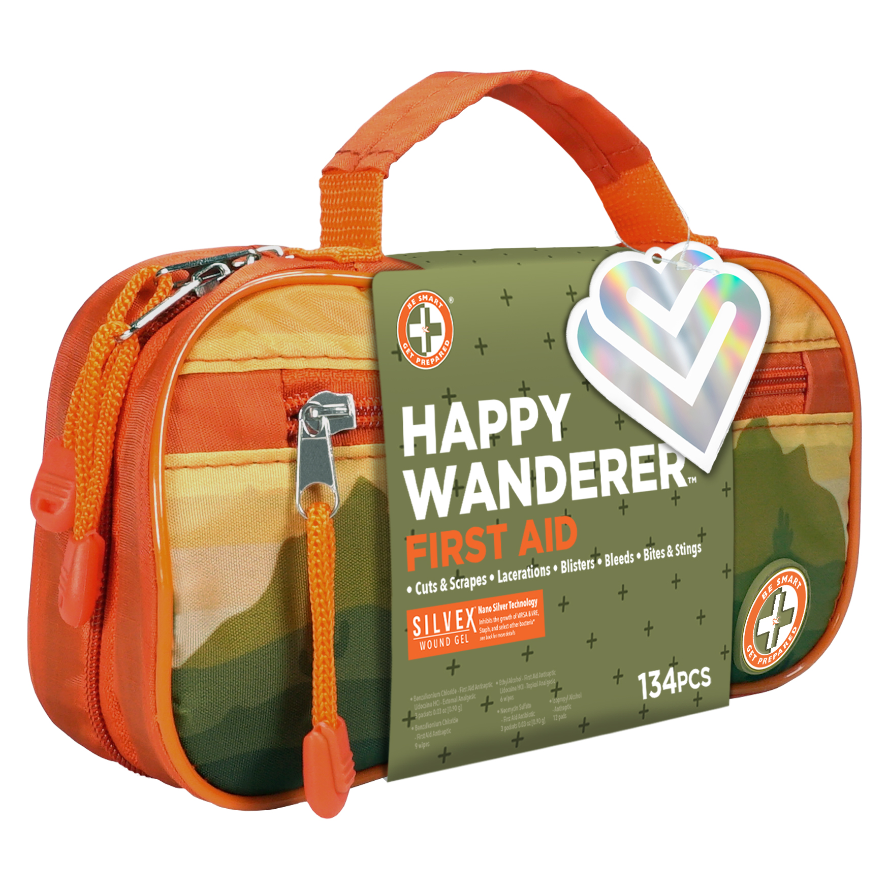 Be Smart Get Prepared Outdoor First Aid - Happy Wanderer, 134 Piece