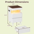 thumbnail image 2 of Pikvki Fluted Nightstand with Charging Station & LED Light, Modern End Table with 2 Drawers and Pull-Out Shelf for Bedroom, White, 2 of 11