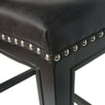 thumbnail image 2 of Noble House Malery Contemporary Studded Fabric Bar Stool, Set of 2, Black, Dark Brown, Silver, 2 of 10