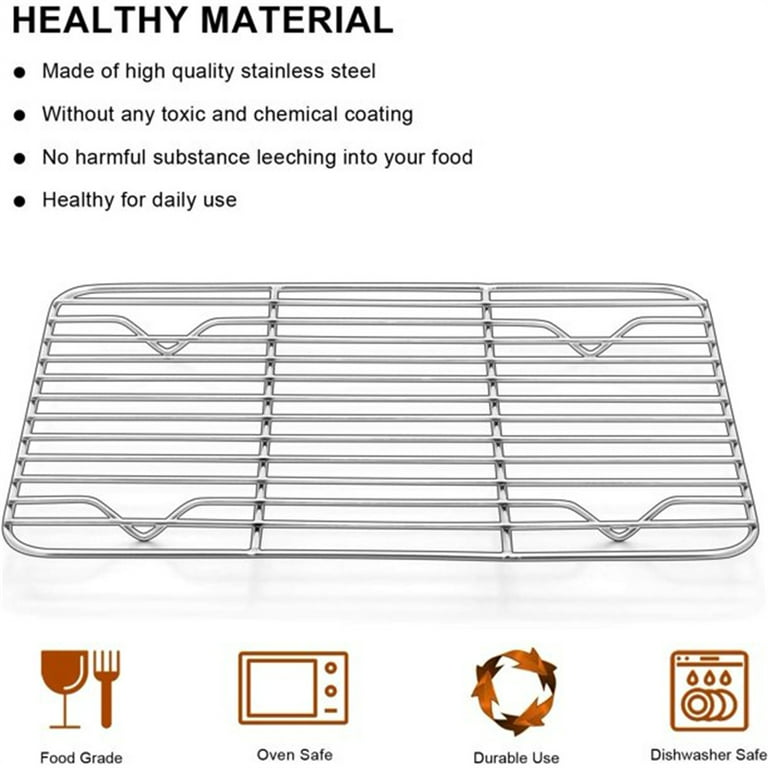  Baking Sheet with Cooling Rack Set(2 Pans+2 Racks) 16'',  Terlulu Stainless Steel Baking Pan with Wire Rack, Heavy Jelly Roll Sheet  Pan&Bacon Rack for Oven Cooking, Cookie Sheet, 16 x 12.1
