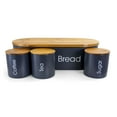 thumbnail image 2 of MegaChef Bamboo Kitchen Countertop 4 Piece Metal Bread Basket and Canister Set in Gray with Lids, 2 of 2