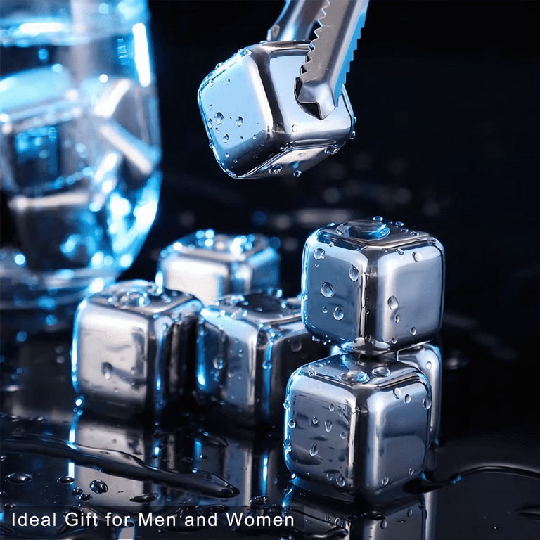 Custom Whiskey Scotch Glass & Stainless-Steel Ice Cube Set - Teals