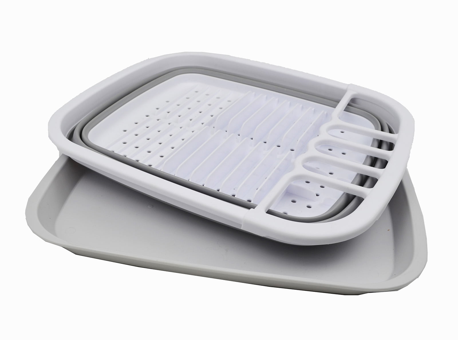 SAMMART 8L (2.11Gallons) Collapsible Plstic Dish Drainer with Drainer Board - Foldable Drying Rack Set - Portable Dinnerware Organizer - Space Saving Kitchen Storage Tray