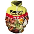 thumbnail image 3 of Sudadera con capucha de sopa de fideos de pollo ramen en 3D, sudadera de carne de res para hombres y mujeres, sudadera de algodón linda de otoño, chaqueta casual unisex, chándal, 3 of 4
