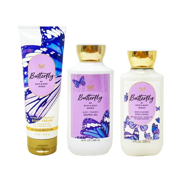 Bath and Body Works Butterfly 3 Piece Gift Set Body Cream Shower Gel Body Lotion Full