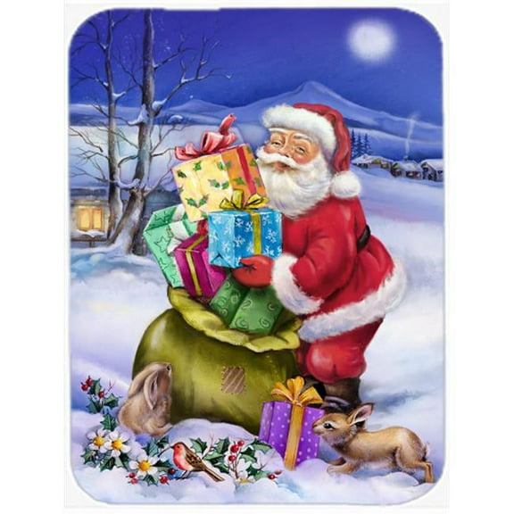 Christmas Santa Claus with Rabbits Glass Large Cutting Board