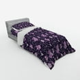 thumbnail image 3 of Floral Duvet Cover Set, Butterfly Silhouettes with Plant Flower Patterned Design Swirls Curves, Bedding Set with Shams and Fitted Sheet, 3 Sizes, by Ambesonne, 3 of 3