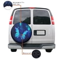 thumbnail image 4 of KAKALAD Blue Butterfly On Dark 01 Spare Tire Cover Universal Vehicle Accessories Buckle Car Tools 14”in, 4 of 6