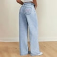 thumbnail image 6 of Blekii Girls Bow Embroidery Jeans, Girls Bow Embroidery Jeans, Wide Leg Baggy Pants High Waisted Trousers, Casual Streetwear for Kids 6-14 Years Wide Leg Baggy Denim Pants Streetwear, Casual Outing,, 6 of 9