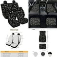 thumbnail image 4 of Yuyamidu Sun and Moon Car Seat Cover Set Black Car Floor Mats Seat Belt Covers Steering Wheel Cover Handbrake Cover Set Coasters, 15 Piece Auto Interior Accessories, 4 of 6