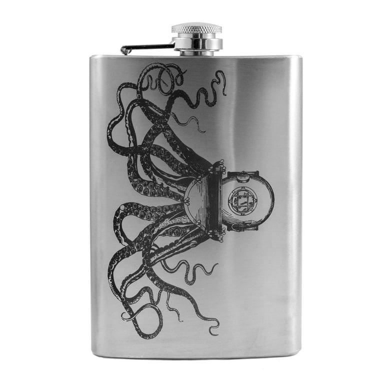 8oz BLACK Steampunk Octopus Flask 8oz BLACK Steampunk Octopus Flask