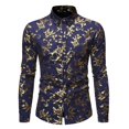 thumbnail image 1 of Camisas Para Hombre Slim Fit Camisa bronceadora para hombre Camisa con solapa de manga larga estampada informal (Blue, M), 1 of 4