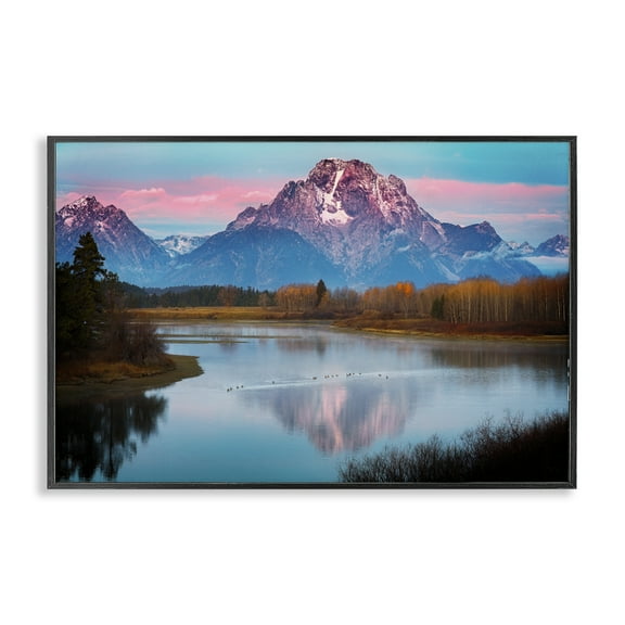 Stupell Industries Vast Mountain Lake Photography Landscape & Nature Photography Black Framed Art Print Wall Art, 18 x 12