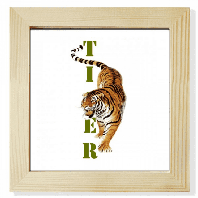 Cat Tiger Descends Mountain Ferocious Square Picture Frame Wall Tabletop Display