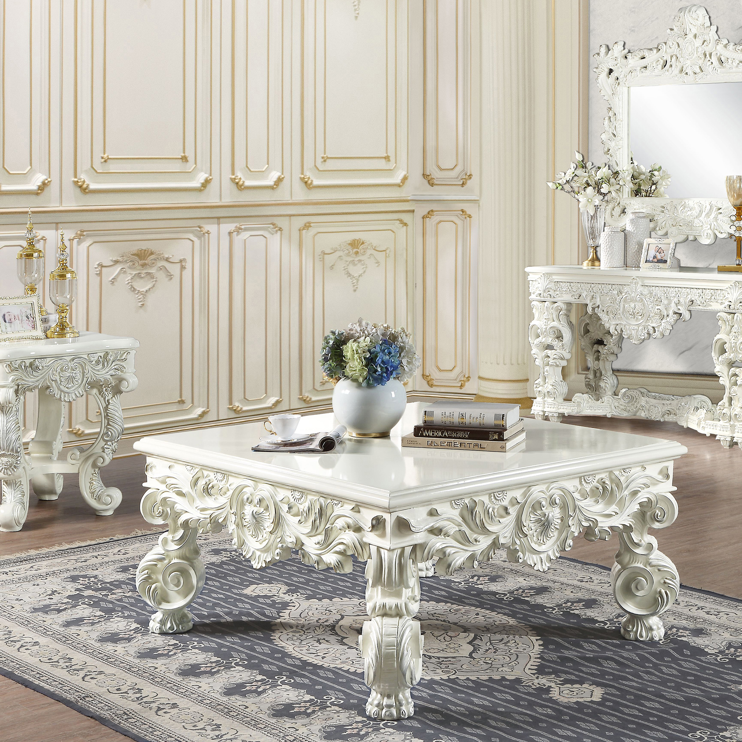 ACME Adara Square Coffee Table in Antique White - Walmart.com