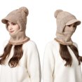 thumbnail image 4 of Eespoir 3 In 1 Knitting Hat With Scarf And Mask, Fleece Lined Balaclava, Winter Face Cover Hood, For Skiing, Snowboarding, Motorcycling, Cold Weather Outdoor Work(A), 4 of 7