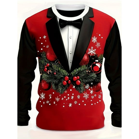 Long Sleeve Tops Men Blouse Christmas 3D Print Shirts Blouse Men Shirts Elegant Shirts Work Blouse Slim Fit Shirt Regular Shirts Plus Size Multicolor L