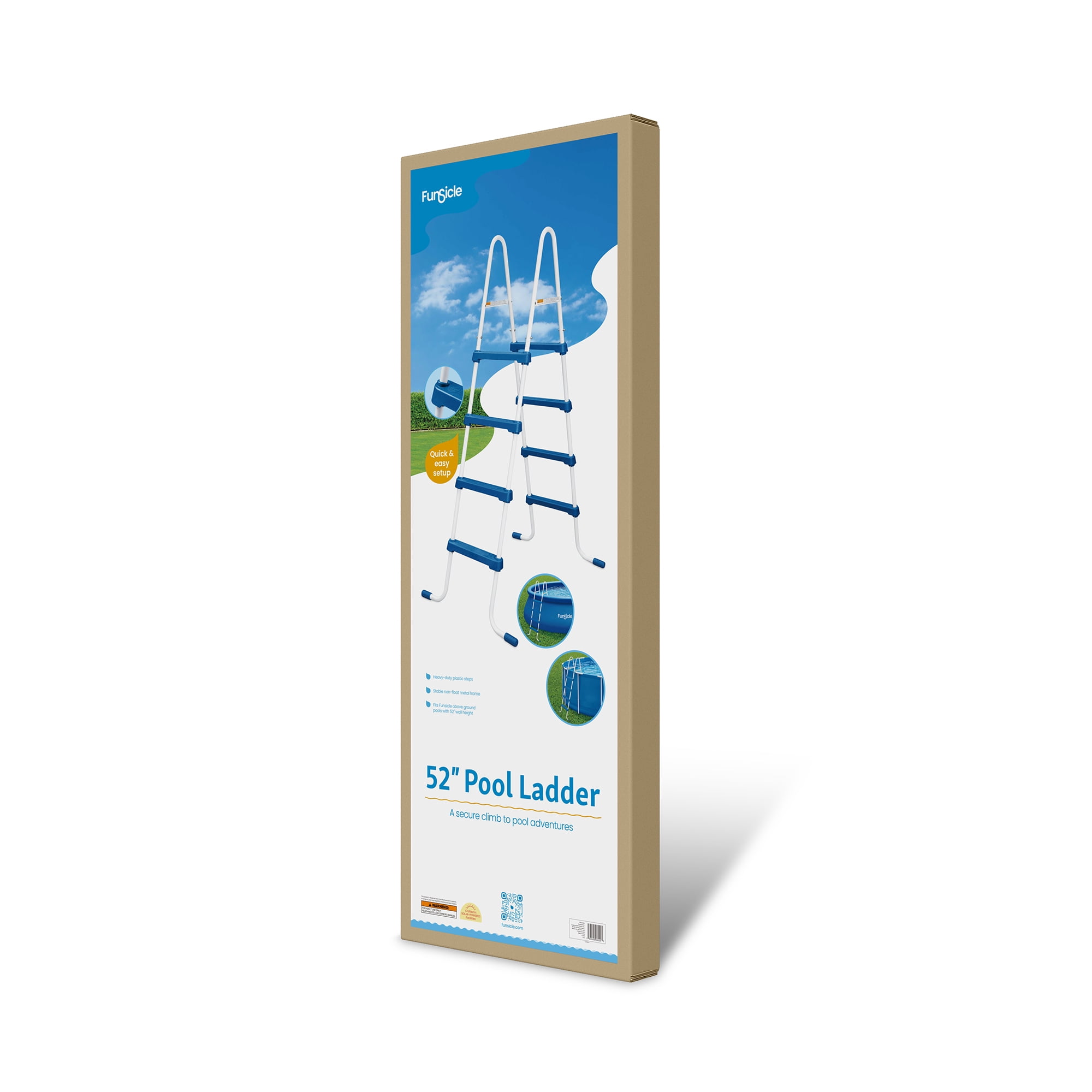 Funsicle 52" SureStep Pool Ladder, for Above Ground Swimming Pools, Blue & White