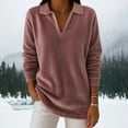 thumbnail image 3 of ZUKMRJPC Womens V Neck Fleece Sweatshirt Long Sleeve Lapel Slim Fit Solid Color Pullover Casual Warm Fall Winter Trendy Tops, 3 of 4