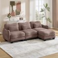 thumbnail image 3 of FFH 101" Convertible Sectional Sofa with Ottoman, L Shaped 3 Seat Cloud Couch with Waist Pillows, Curved Design, Chenille Rose Dust, 3 of 14