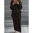thumbnail image 4 of Women'S Winter Chunky Cable Knit Long Skirt 2 Piece Outfit Sweater Sets Black L, 4 of 10