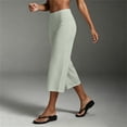 thumbnail image 7 of Women's Lightweight Yoga Capri Pants, Solid Color Elastic Waist Pants for Women, Soft Stretchy Mid Waisted Capris, Pockets Casual Athletic Workout Lounge Capris | UKHCCC,Green XL, 7 of 7