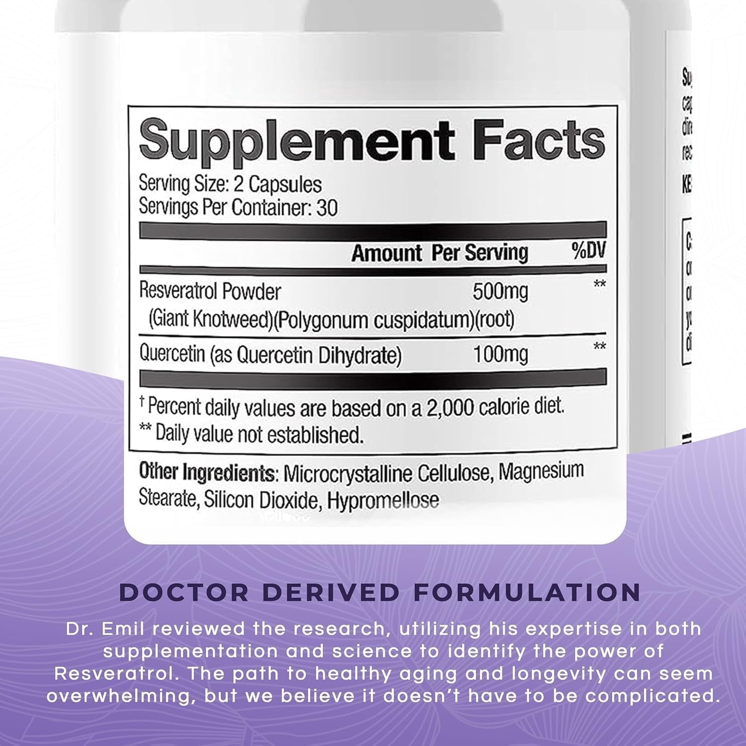DR. EMIL NUTRITION Resveratrol Plus 500mg, 60 Count, 30 Servings
