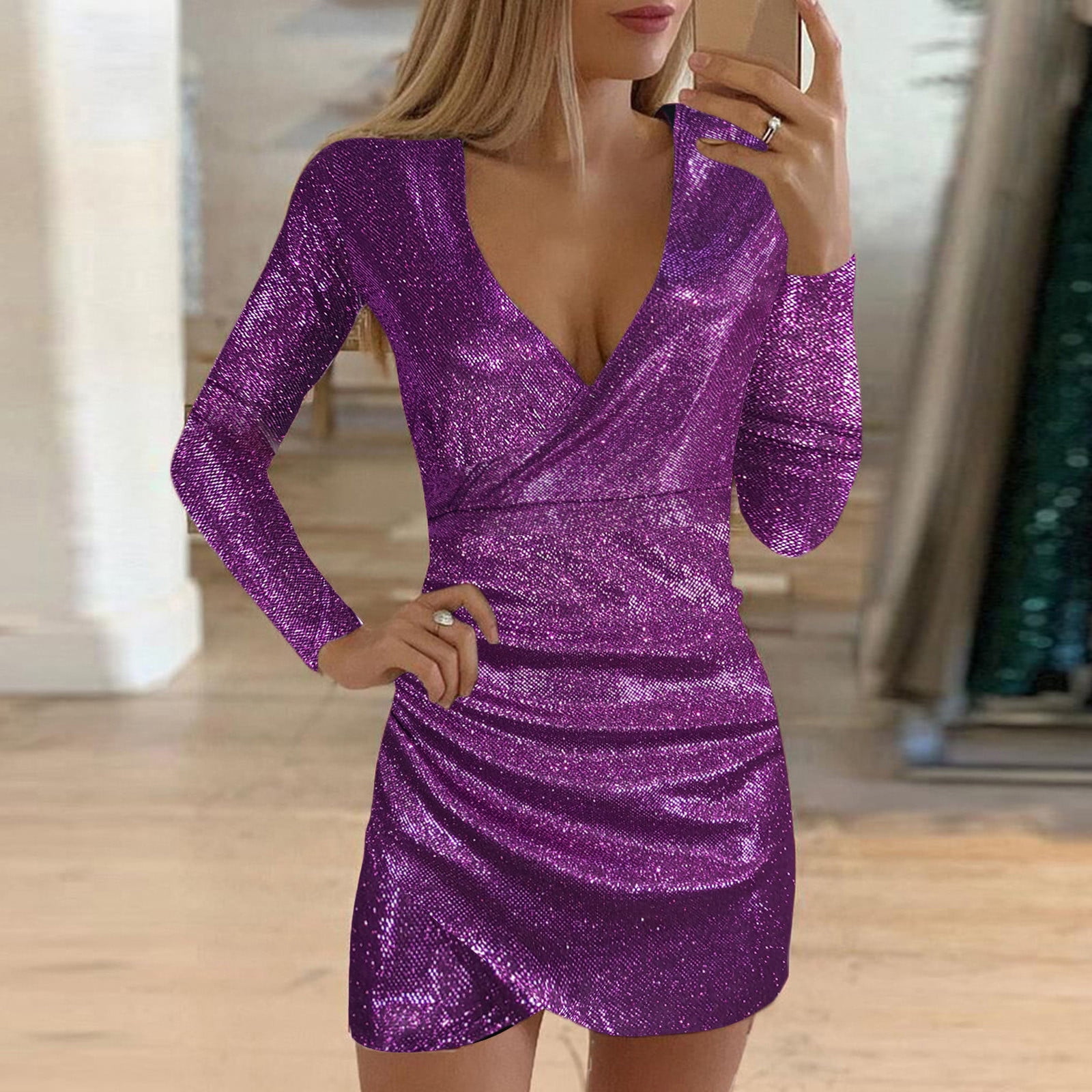 Polyester Chiffon Rushed Mauve Fabric with Crochet Embroidery and Flat Sequins
