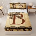 thumbnail image 2 of Homewish Bow Monogrammed B Zipper Twin Comforter Sets with Fitted Sheet and 2 Pillowcases for Kid, Fashion Cheetah Print Zipper Bedding Set, Reversible, 4pcs, 2 of 6