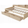thumbnail image 2 of Twin Size Solid Wood Storage Bed Frame with Side Shelves, 2 Drawers and USB Ports, Natural Color for Bedroom, 2 of 11