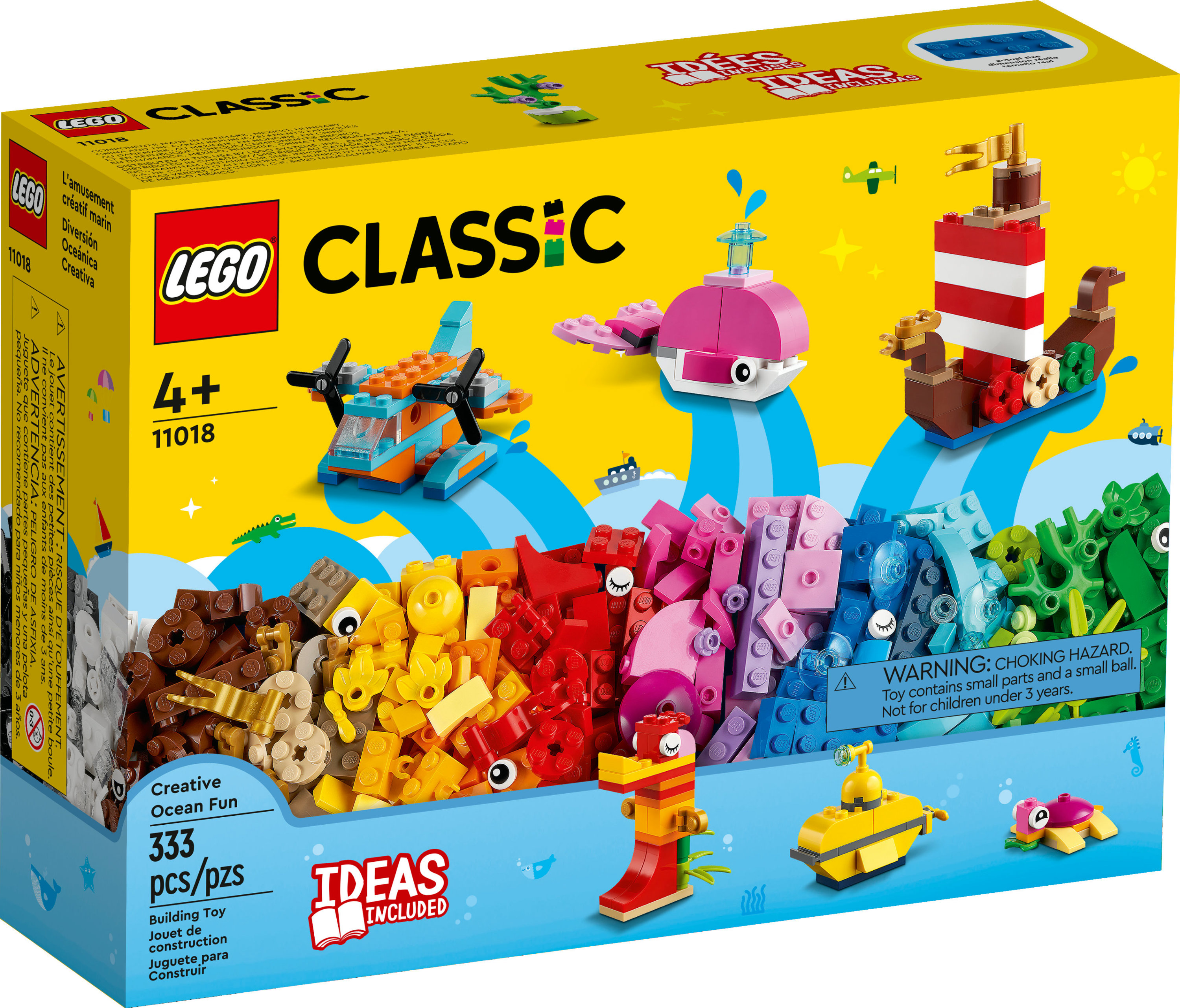 LEGO Classic Creative Ocean Fun 11018 Building Kit; With 6 Mini Builds, Including a Viking Ship and a Yellow Submarine, Plus Extra Bricks for Imaginative Play; Educational Toy for Ages 4+ (333 Pieces) - image 3 of 8