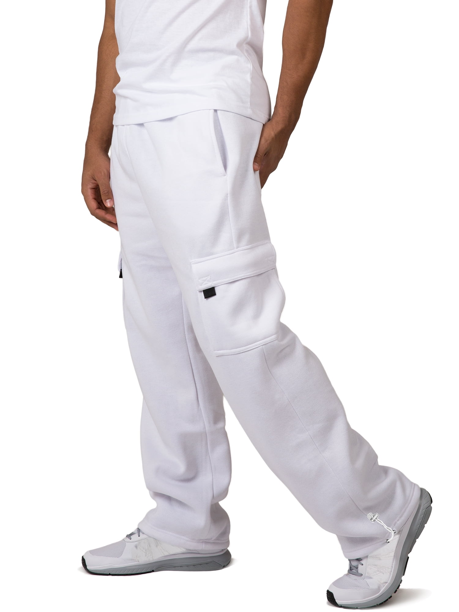 SELX Men Warm Cargo Relaxed-Fit Fleece Solid Fleece Pants Trousers 