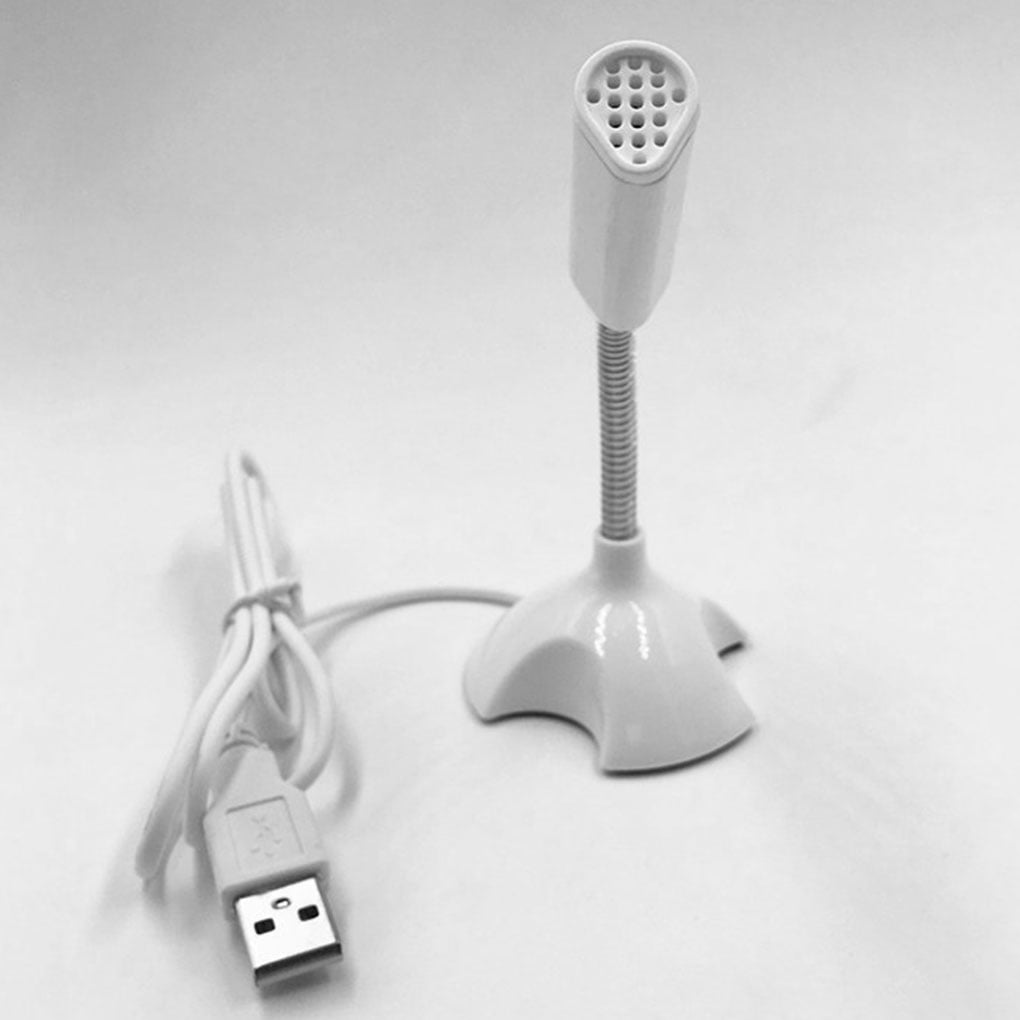Blanc ZYElroy USB Desktop Microphone Ordinateur portable Mini Microphone flexible Tube cou réglable Mic PC 