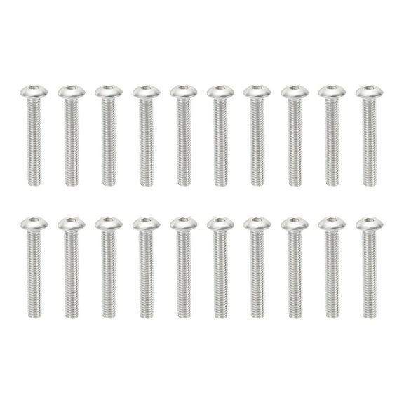 Uxcell M4-0.7x30mm Button Head Socket Cap Screws, 20 Pcs 304 Stainless Steel Hex Socket Cap Screw