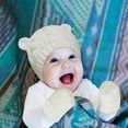 thumbnail image 5 of Conjunto de gorro y guantes de invierno para recién nacidos, para niñas de 0 a 18 meses Gorros de punto para bebés niños Gorros de invierno para bebés, M, 5 of 5