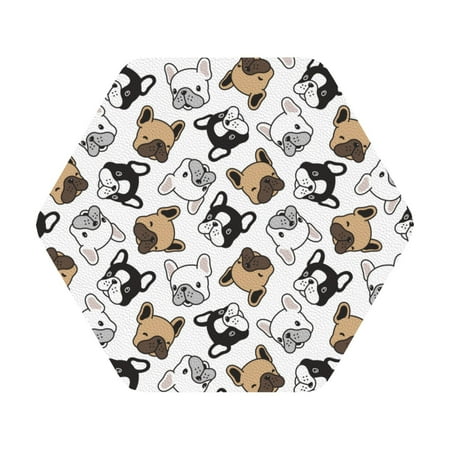 

Matuu French Bulldog3 for Cup Coasters Set of 6 Leather Coasters Desk Coasters for Office Measures 4” x 4” Hexagon