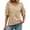 Khaki, variant on Women's Summer Solid Color V Neck Tee With Double Layer Flared Mid Sleeves Casual Loose Fit Top