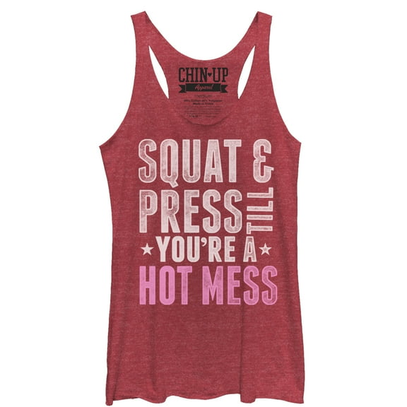 Women's CHIN UP You're a Hot Mess Racerback Tank Top Red Heather Medium